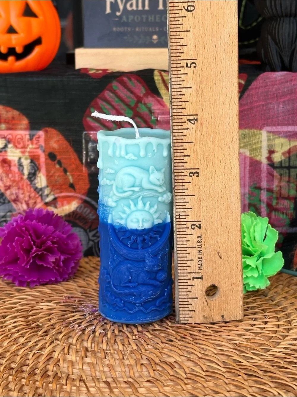 Celestial Cats Sun & Moon Candle – Blue Ombre